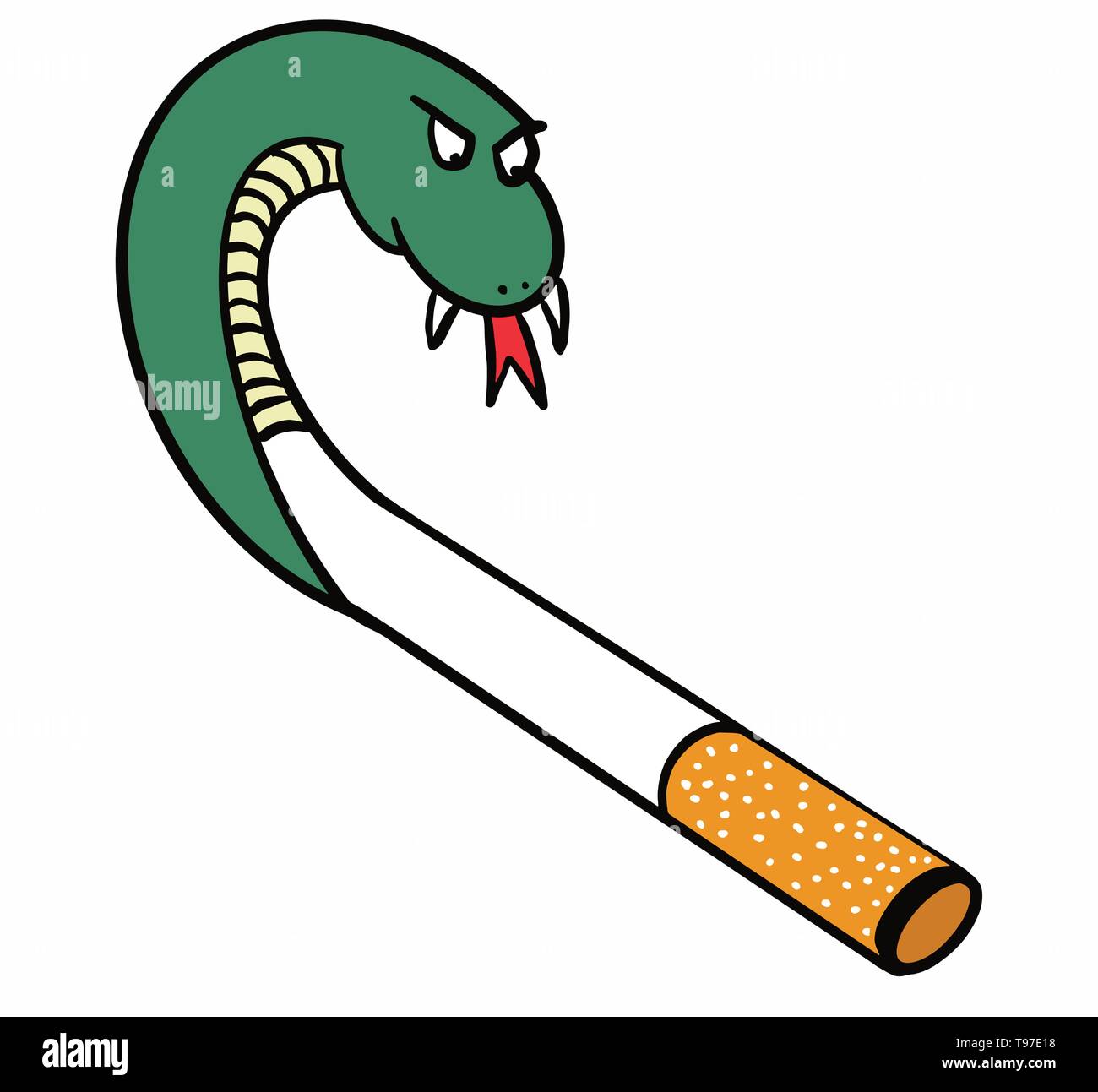 Snake cigarette ne pas fumer Illustration de Vecteur