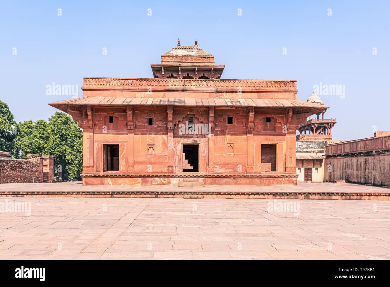 Bâtiments à Panch Mahal, Palais Royal complexe dans la ville abandonnée de Fatehpur Sikri construit par grand empereur moghol Akbar au 16e siècle, de l'Uttar Prades Banque D'Images