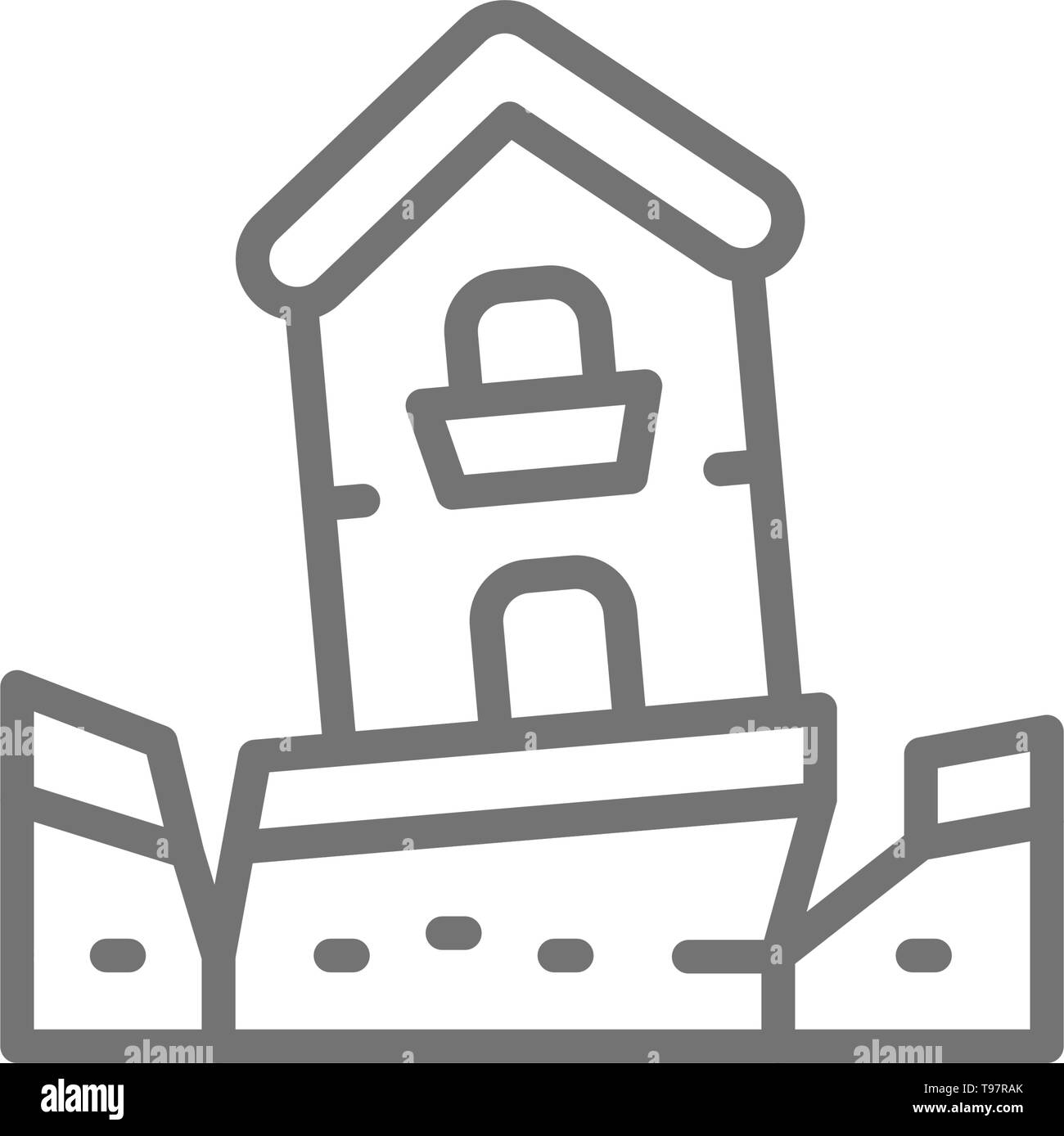 Tremblement de terre, séisme, catastrophe, l'icône de la ligne des catastrophes naturelles. Illustration de Vecteur