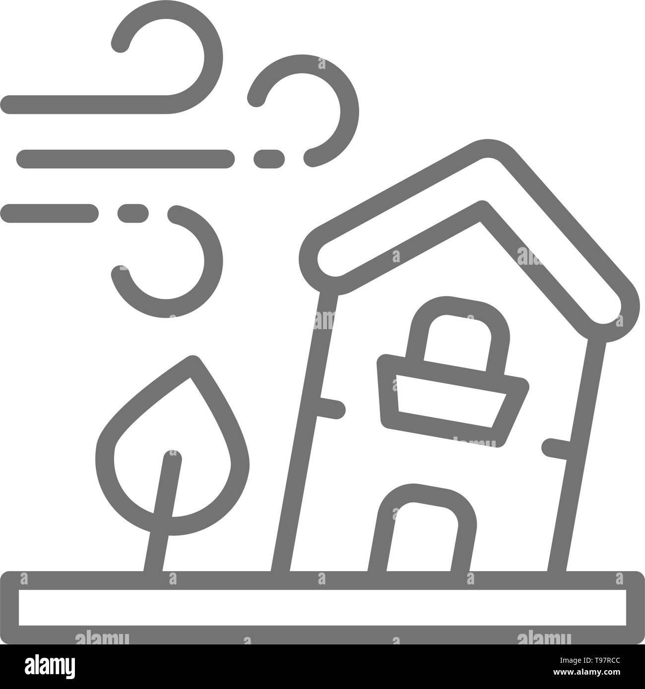 Power Wind, tempête, catastrophe naturelle, l'icône de la ligne en cas de catastrophe. Illustration de Vecteur