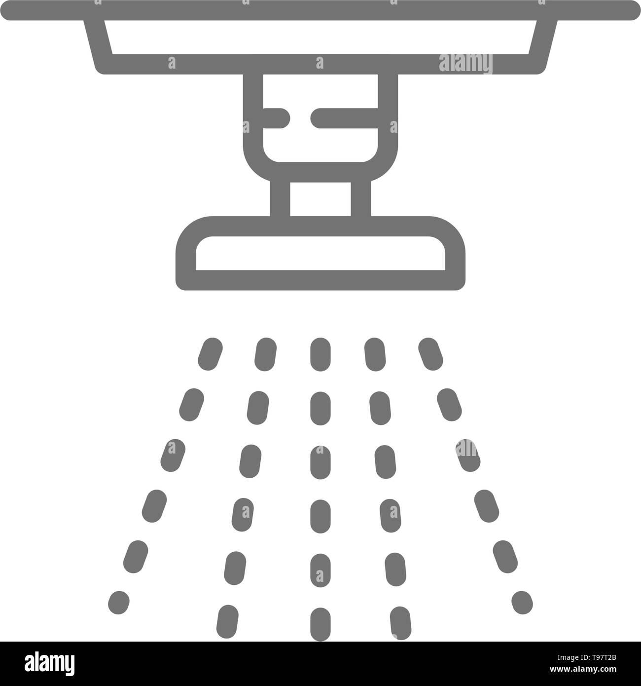Système de gicleurs d'incendie, vecteur, l'icône de la ligne de l'extincteur. Illustration de Vecteur