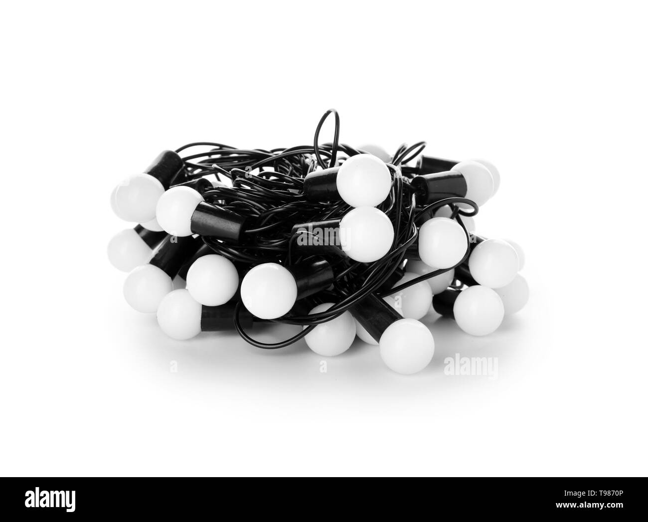 Les lumières de Noël sur fond blanc Banque D'Images