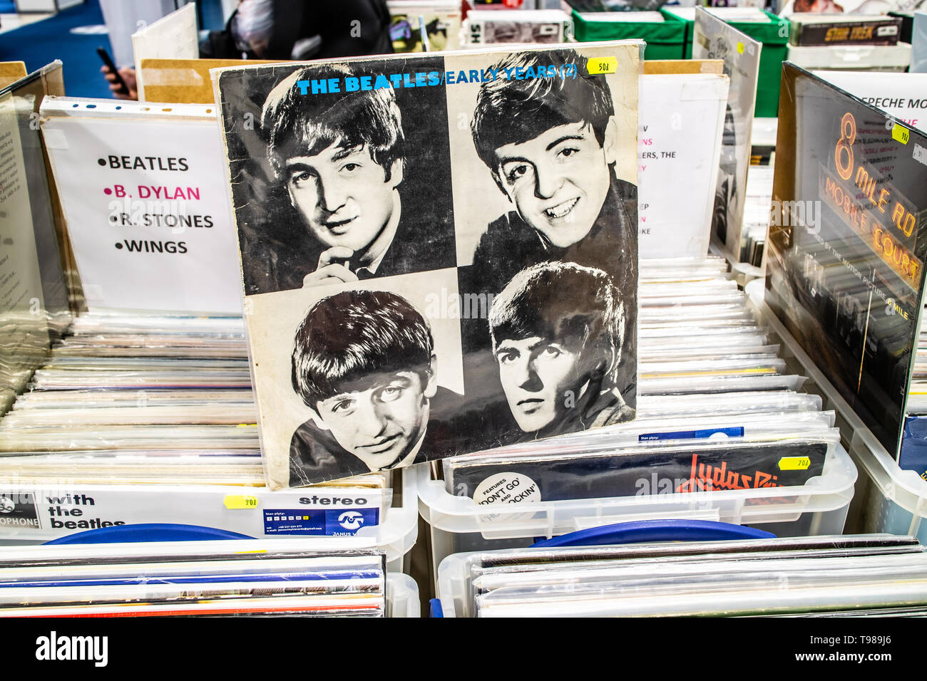 Nadarzyn, Pologne, le 11 mai 2019 les Beatles album vinyle sur l'affichage pour la vente, vinyle, CD, album, Rock, groupe de rock anglais, collection de vinyls Banque D'Images