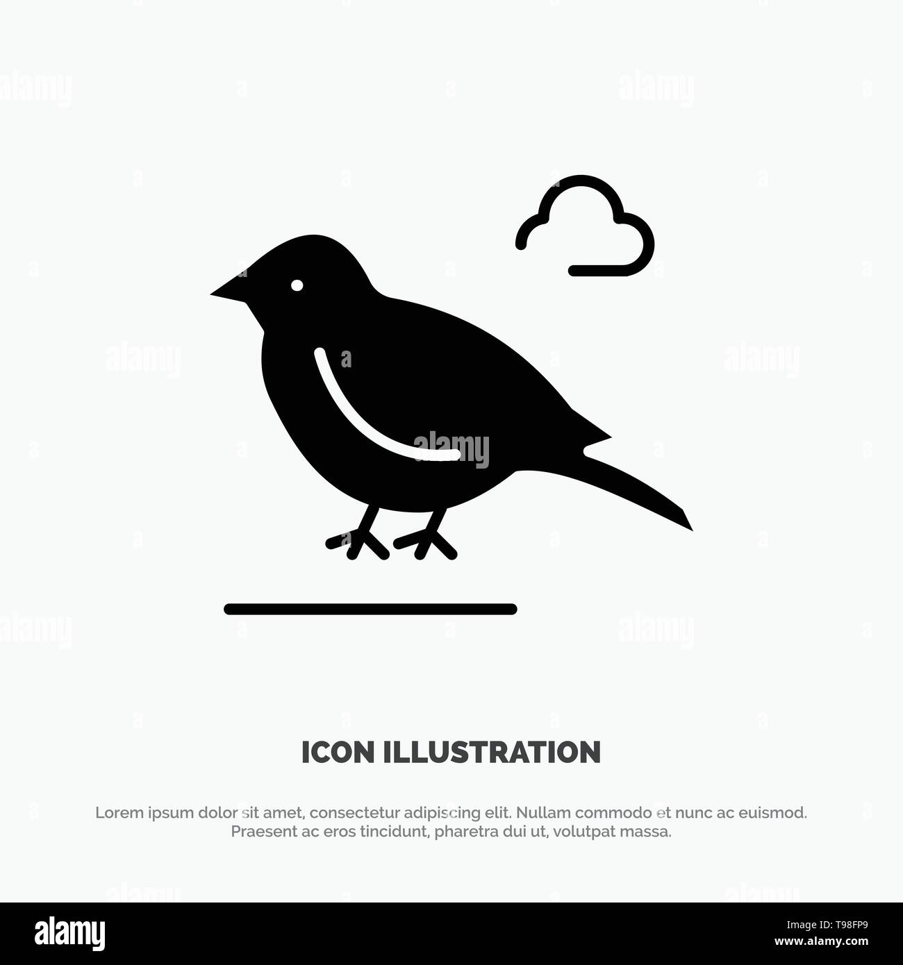 Bird, britannique, petite, solide vecteur Icône glyphe Sparrow Illustration de Vecteur