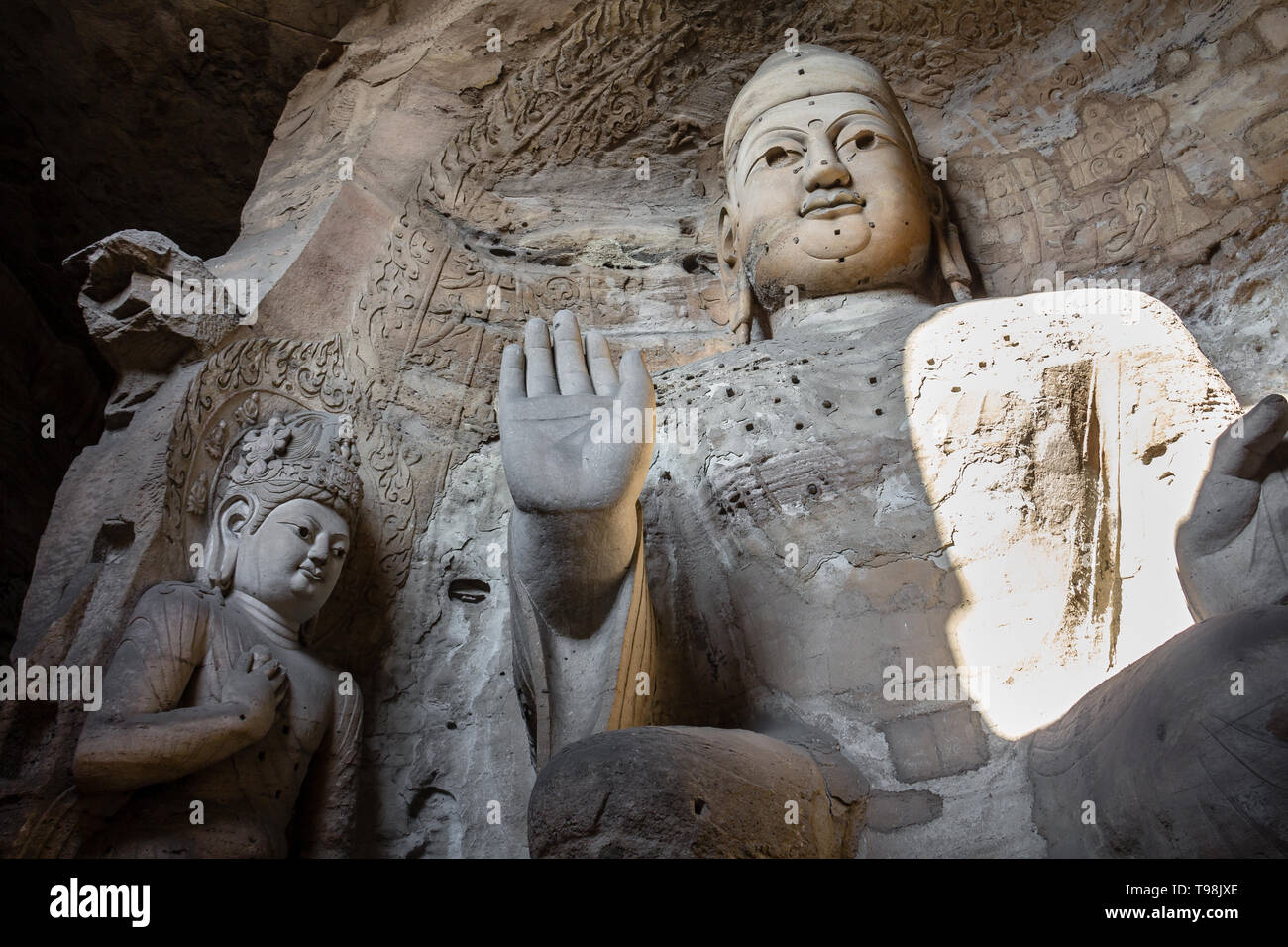 Nov 2014, Datong, Chine : statue de Bouddha à grottes de Yungang à Datong, province de Shanxi, Chine Banque D'Images