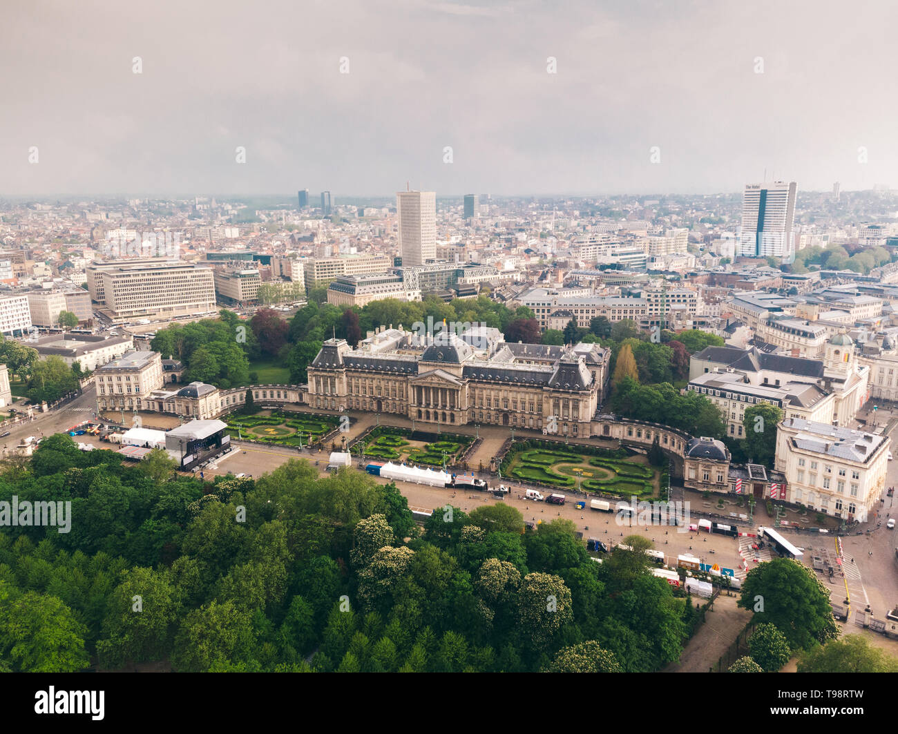 Vue panoramique vue aérienne du Palais Royal Bruxelles, Belgique Banque D'Images