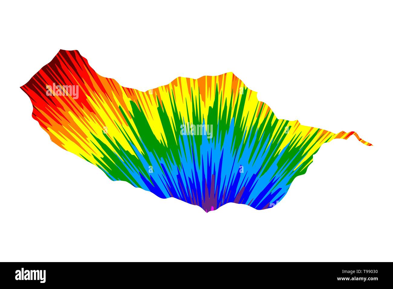 Madère - carte est conçu rainbow abstract colorful pattern, région autonome de Madère carte de color explosion, Illustration de Vecteur