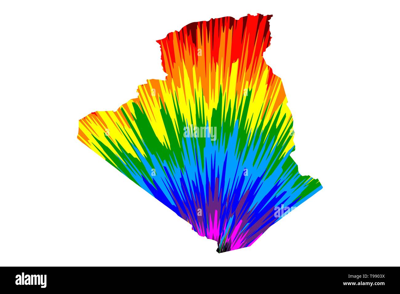 Algérie - carte est conçu rainbow abstract pattern colorés, des peuples de la République démocratique de l'Algérie carte de color explosion, Illustration de Vecteur