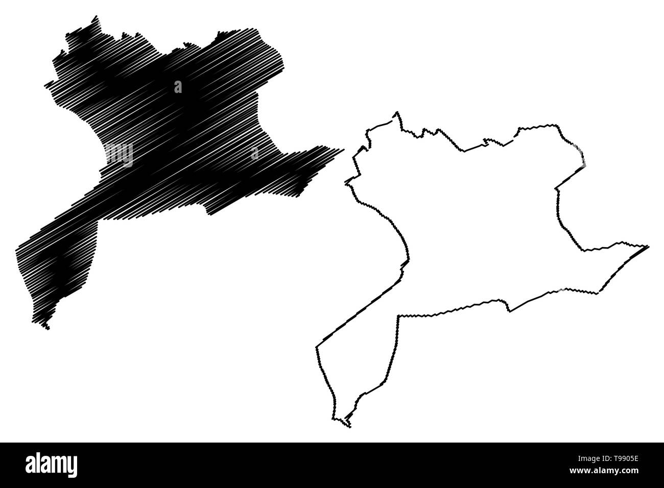 Province de Saida (Provinces de l'Algérie, la République démocratique populaire lao de l'Algérie) map vector illustration, scribble sketch carte de Saida Illustration de Vecteur