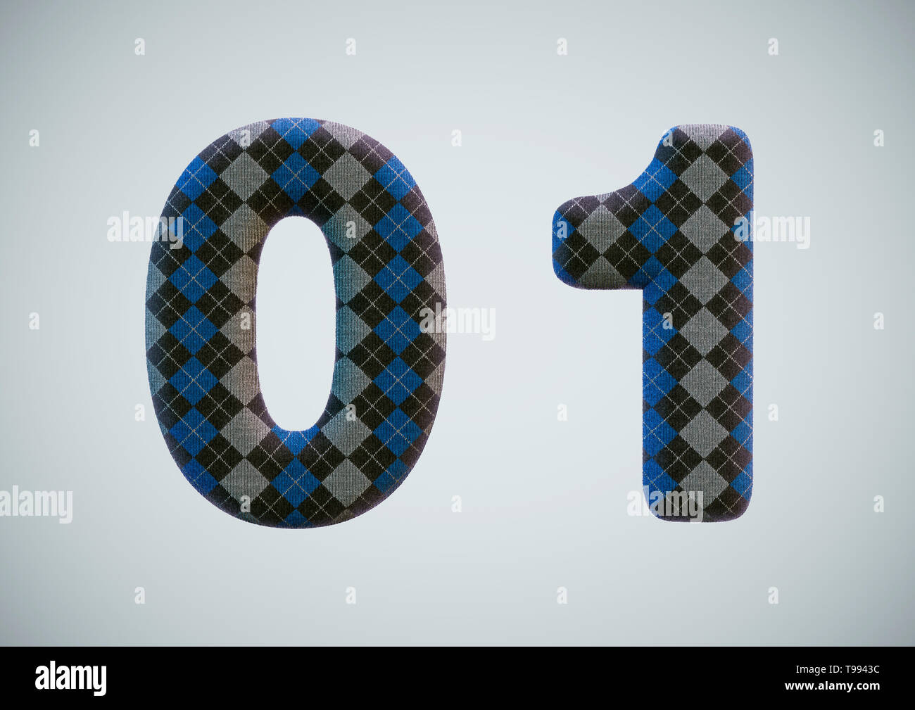 3D Illustration de Sock Alphabet (chiffres et lettres) y compris chemin de détourage. Banque D'Images