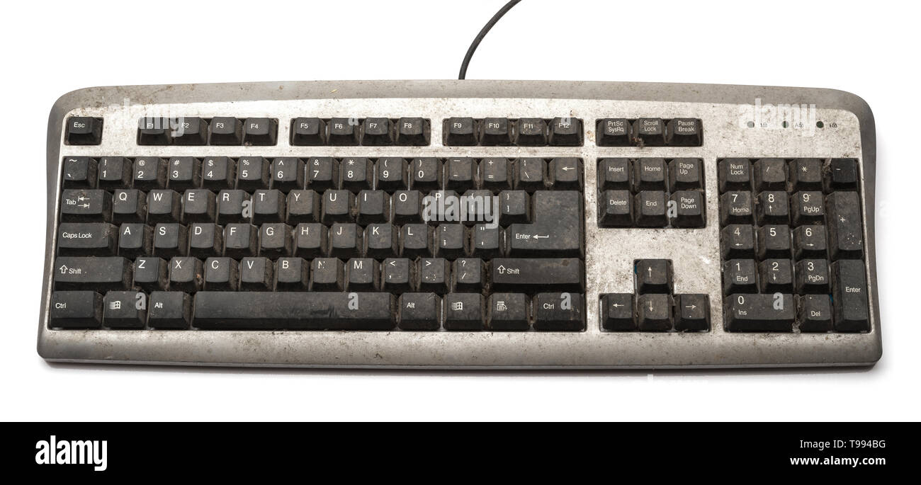 Clavier sale sur un fond blanc Banque D'Images