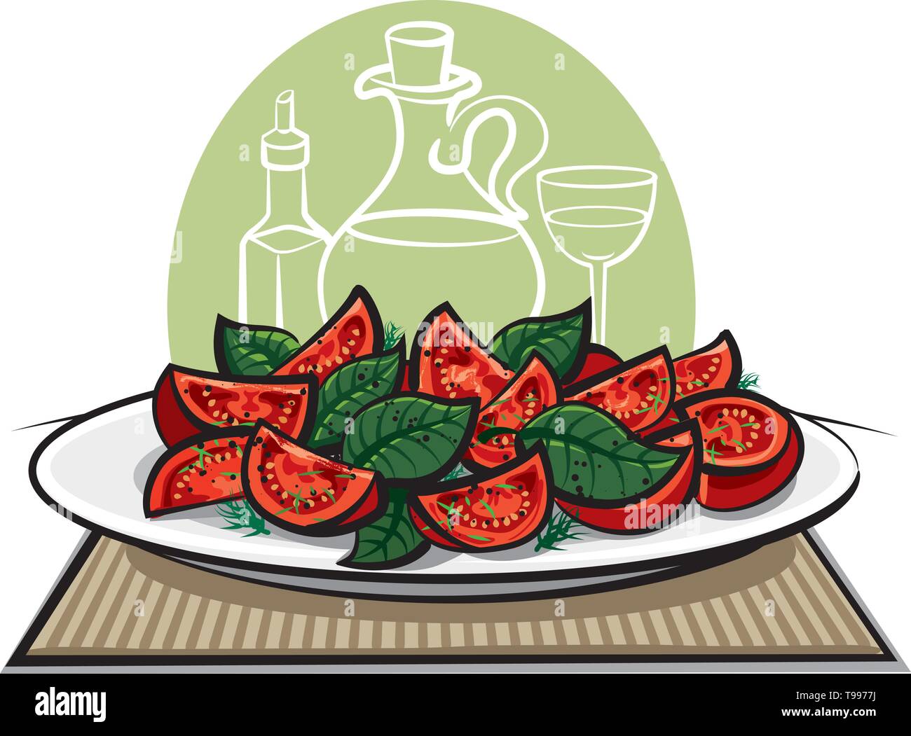 Salade de tomates Illustration de Vecteur