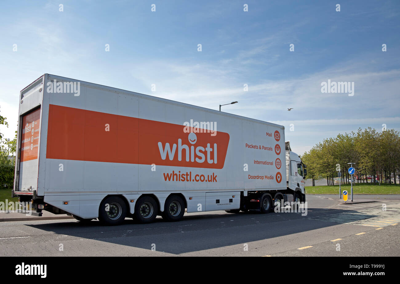 Camion de livraison postale Whistl, Édimbourg, Écosse, Royaume-Uni, Parc Banque D'Images