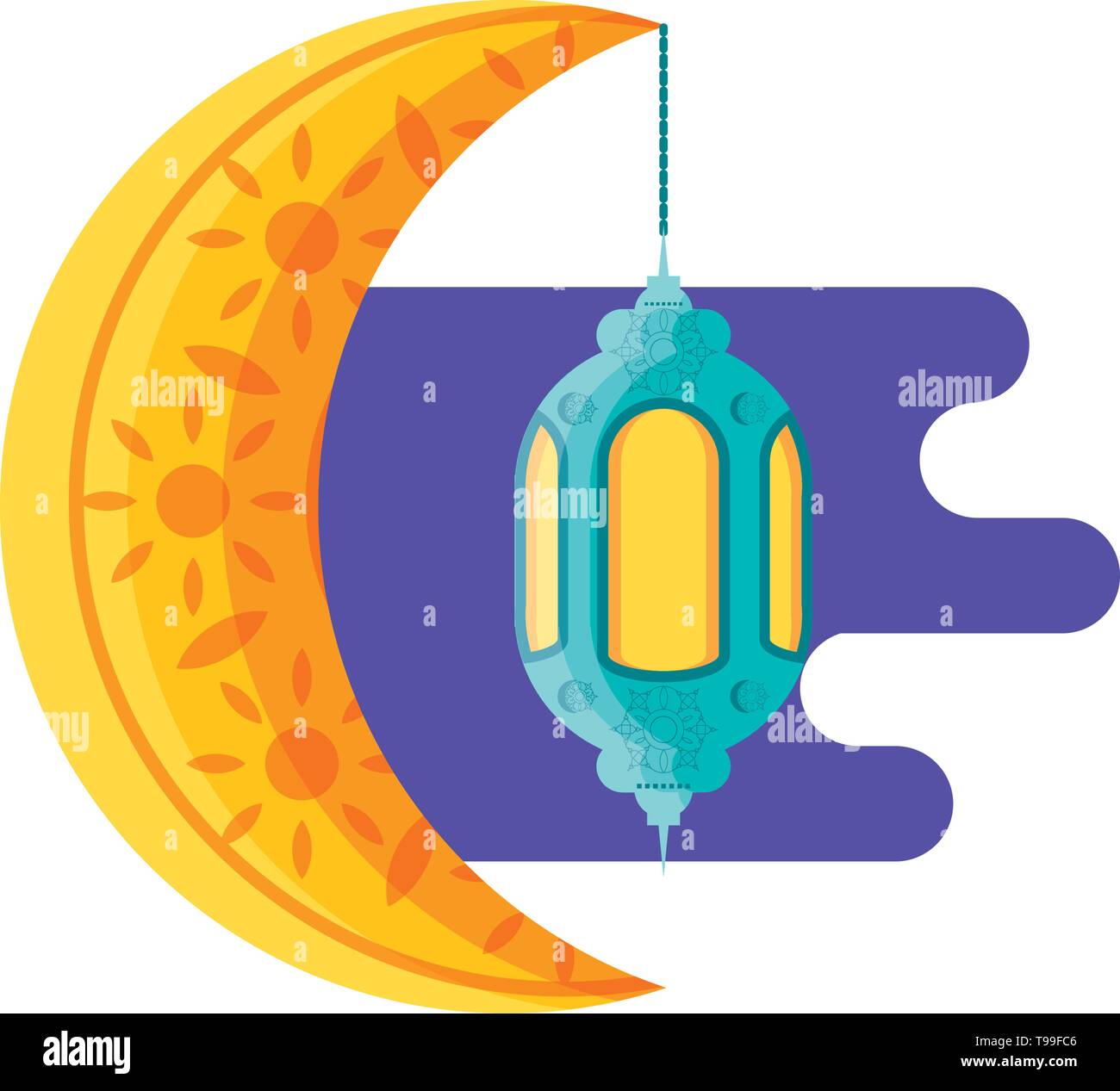 Ramadan kareem lanterne et la lune pendaison vector illustration design Illustration de Vecteur