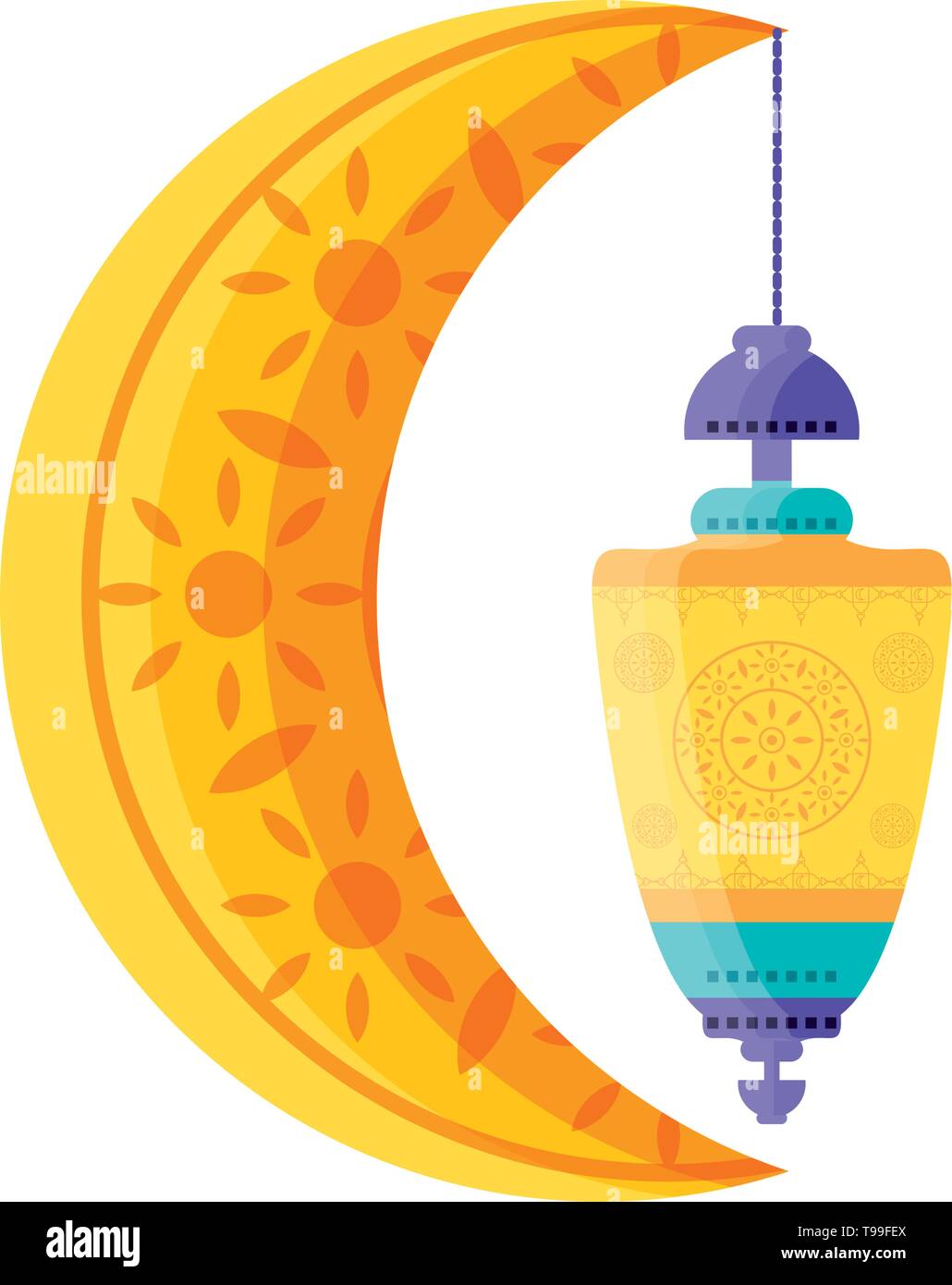 Ramadan kareem lanterne et la lune pendaison vector illustration design Illustration de Vecteur