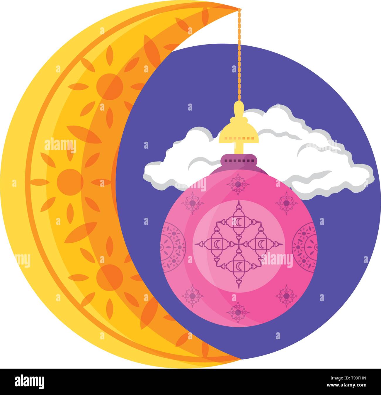 Ramadan kareem lanterne et la lune pendaison vector illustration design Illustration de Vecteur