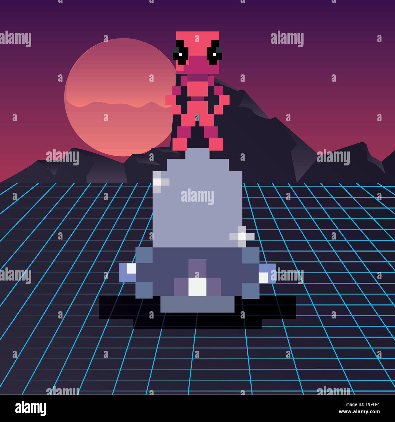 L'espace ufo invader jeu vidéo pixel retro vector illustration Image ...