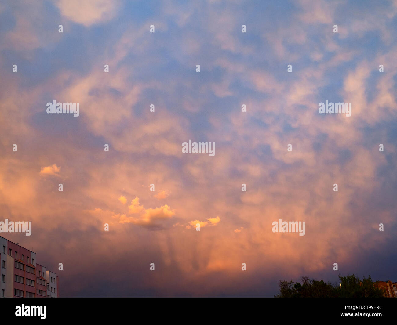 Les phénomènes naturels. Des nuages orageux. Au cours de la pluie. L'Ukraine. Mai 2019 Banque D'Images