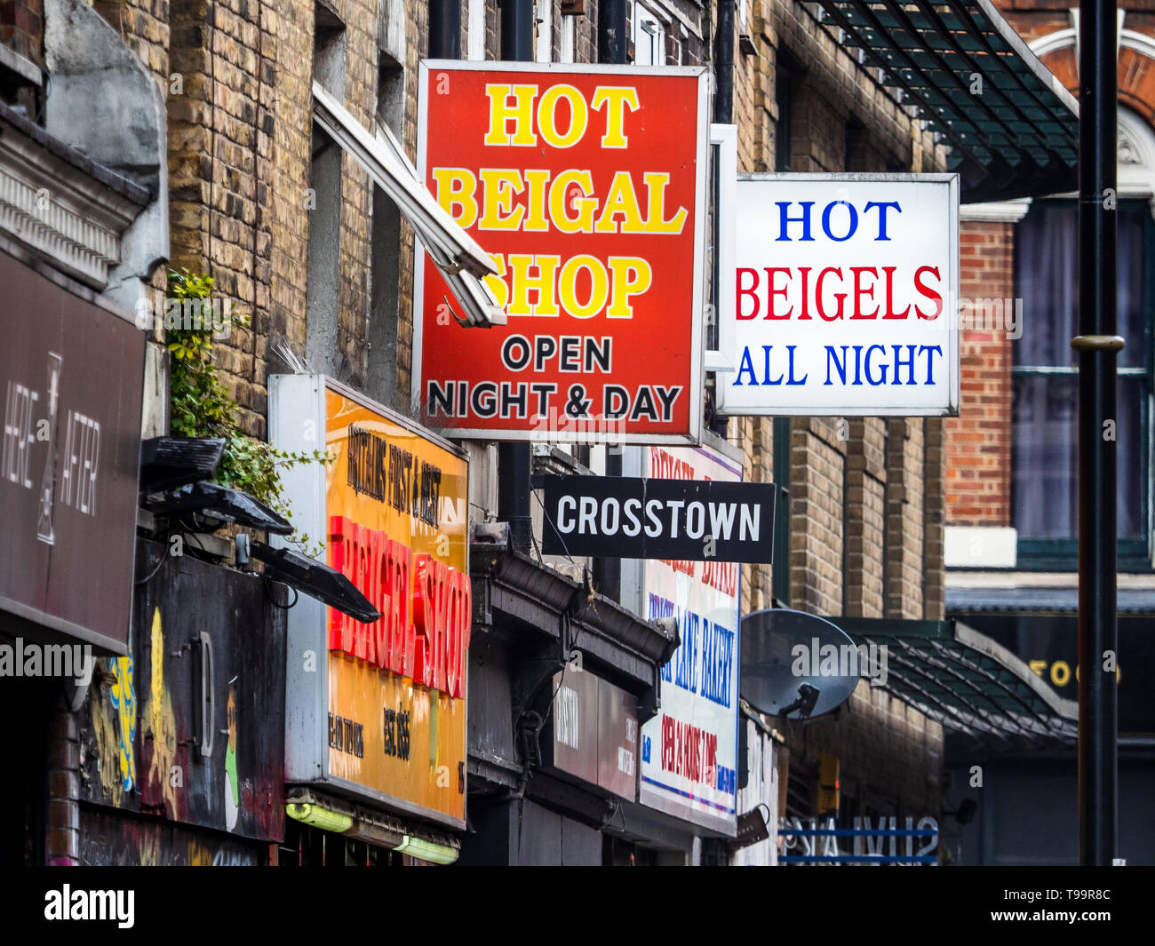 Beigel, Beigal ou bagel - 24 heures Beigel magasins à Londres de Brick Lane Banque D'Images