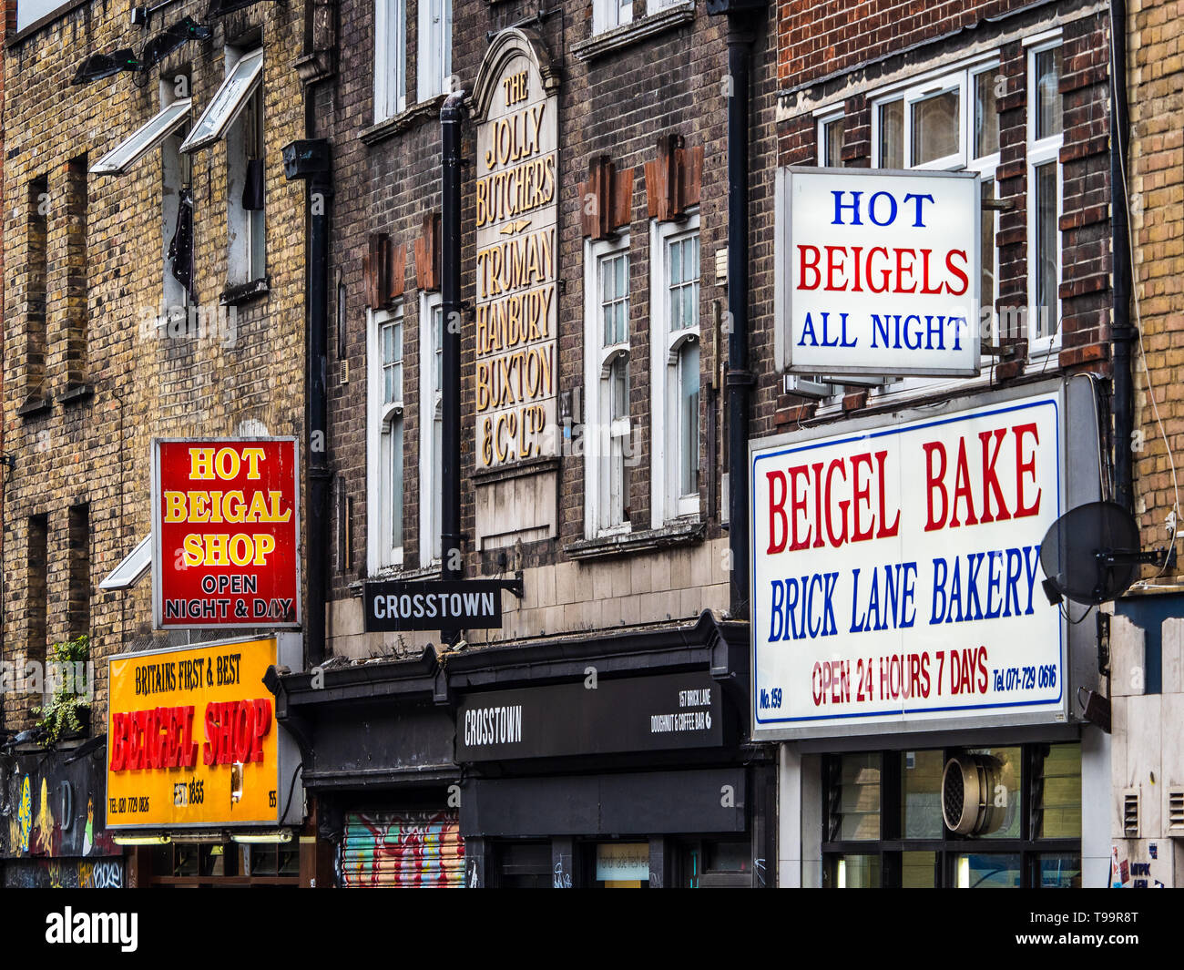 Beigel, Beigal ou bagel - 24 heures Beigel magasins à Londres de Brick Lane Banque D'Images