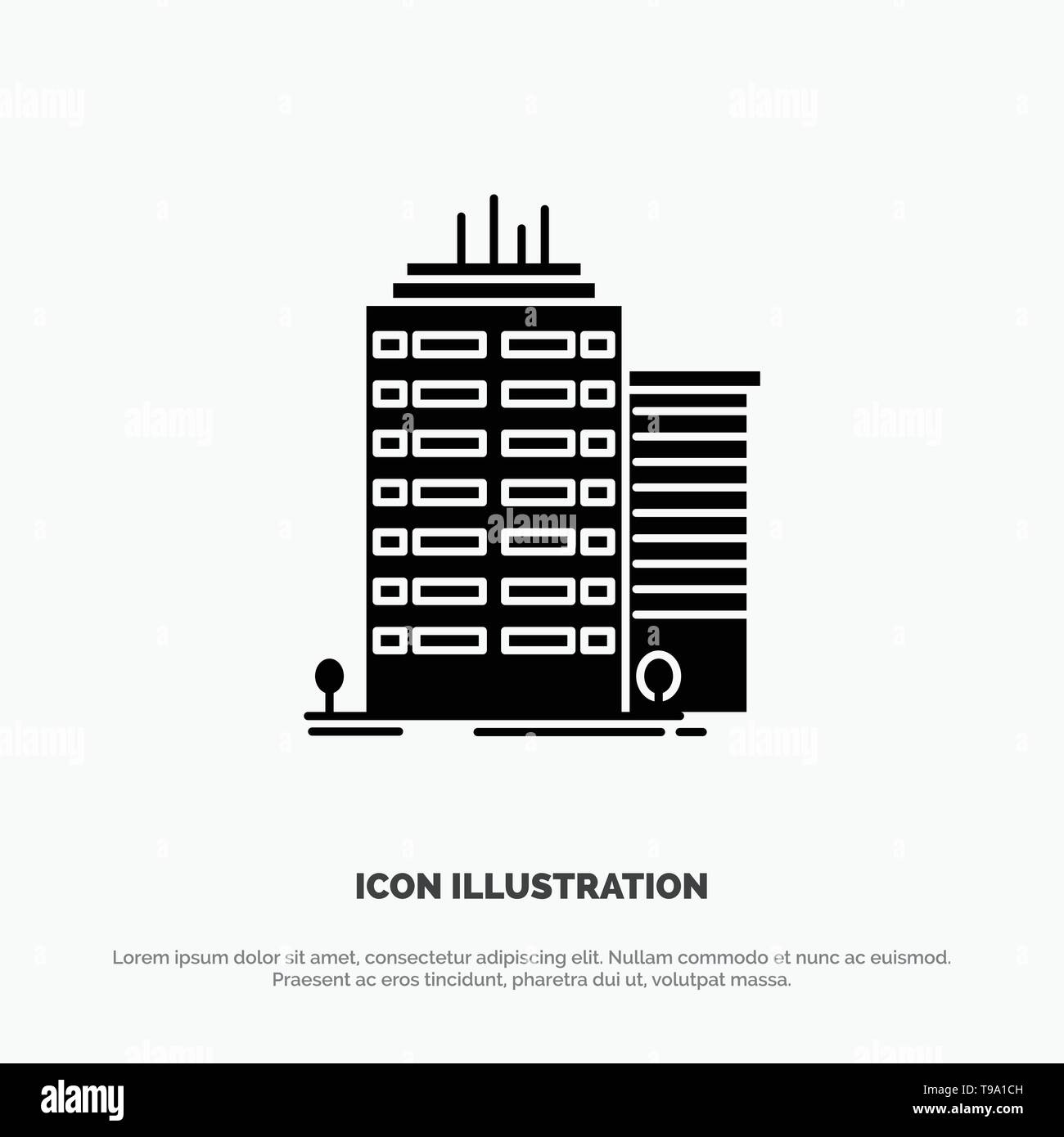 Building, gratte-ciel, Office, Top vecteur Icône glyphe solide Illustration de Vecteur