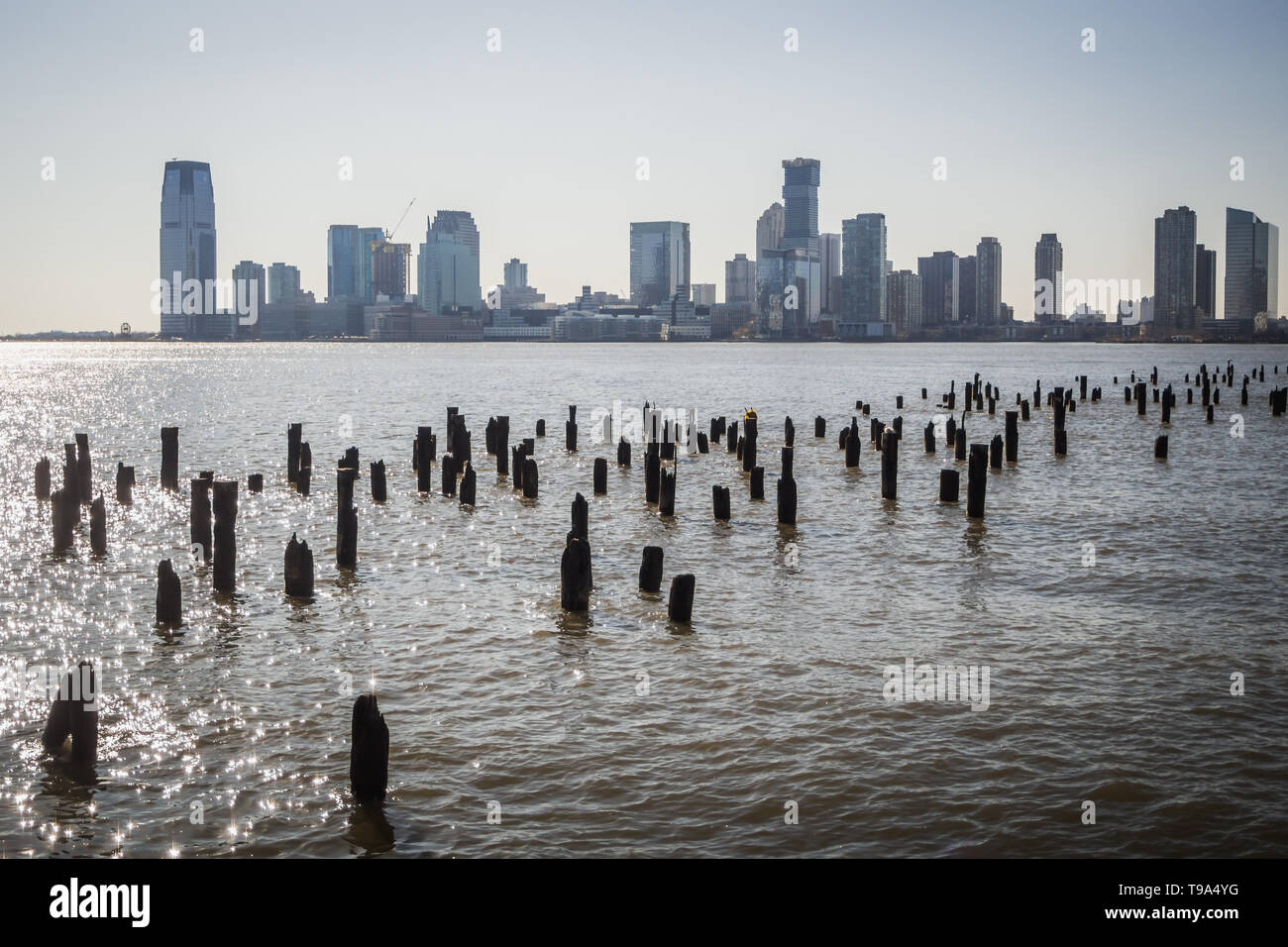 Toits de New York paysage depuis l'une des rives de la rivière Hudson à NEW YORK Banque D'Images