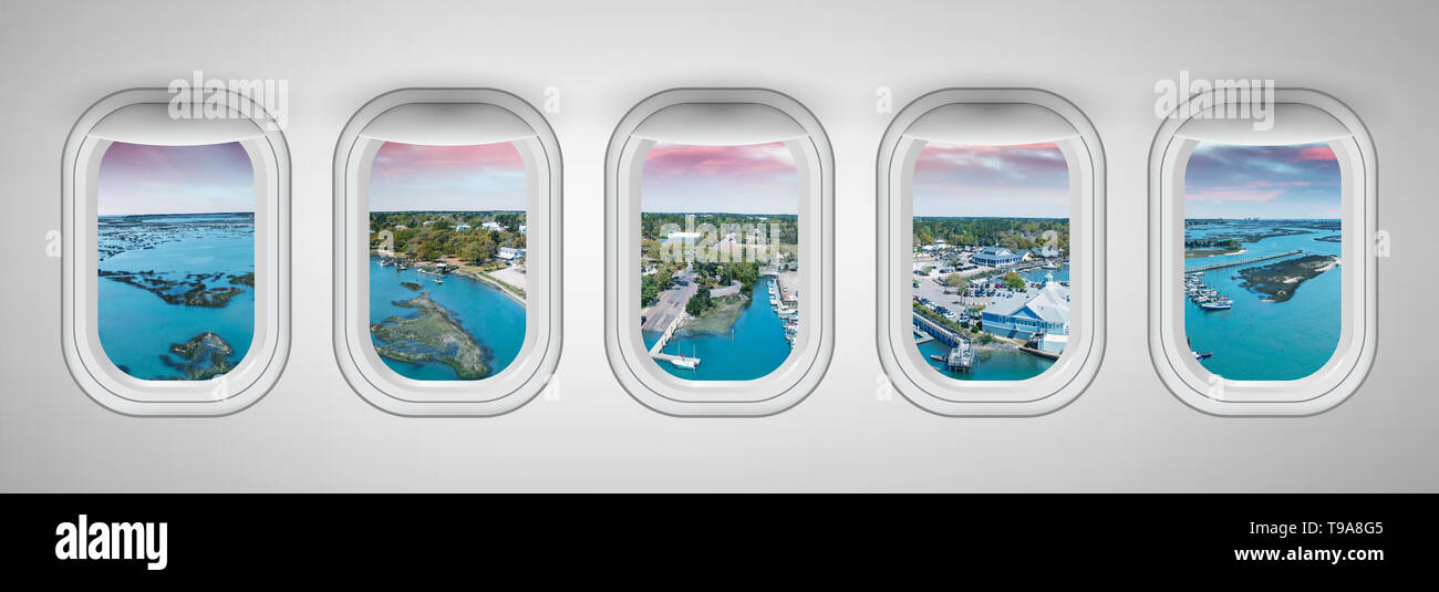 Georgetown comme vu par cinq appareils windows. Vacances et voyage concept. Banque D'Images