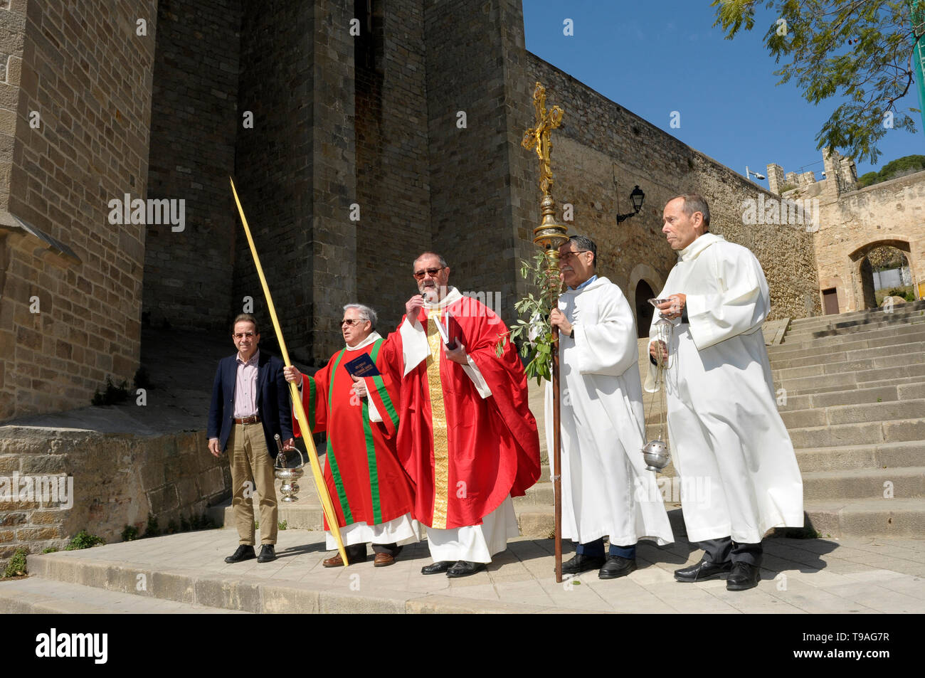 Masse de Pâques à l'extérieur du monastère de Pedralbes Banque D'Images