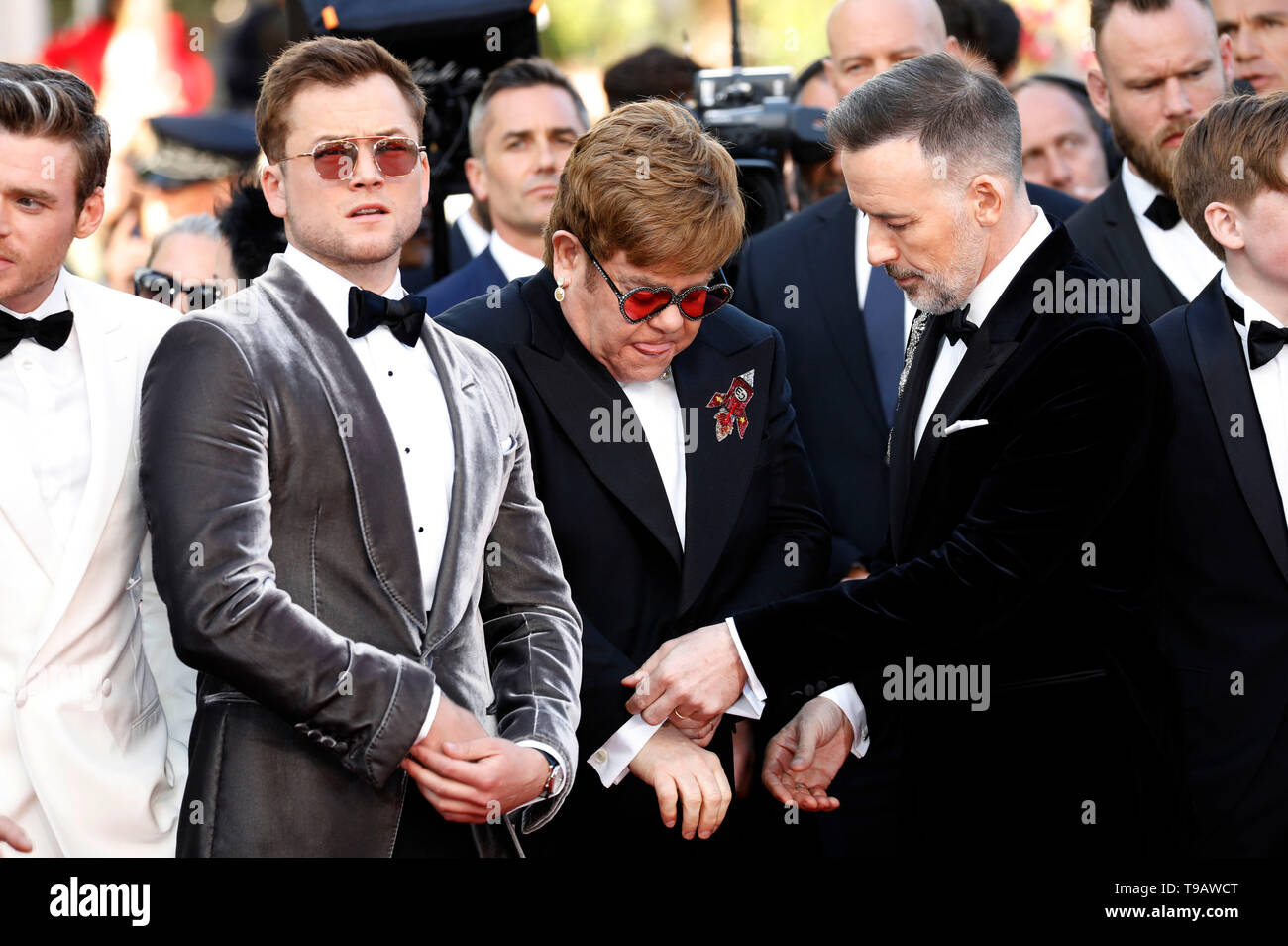 Taron Egerton, Elton John et James Fournir participant à la 'Rocketman' premiere pendant le 72e Festival du Film de Cannes au Palais des Festivals le 16 mai 2019 à Cannes, France Banque D'Images