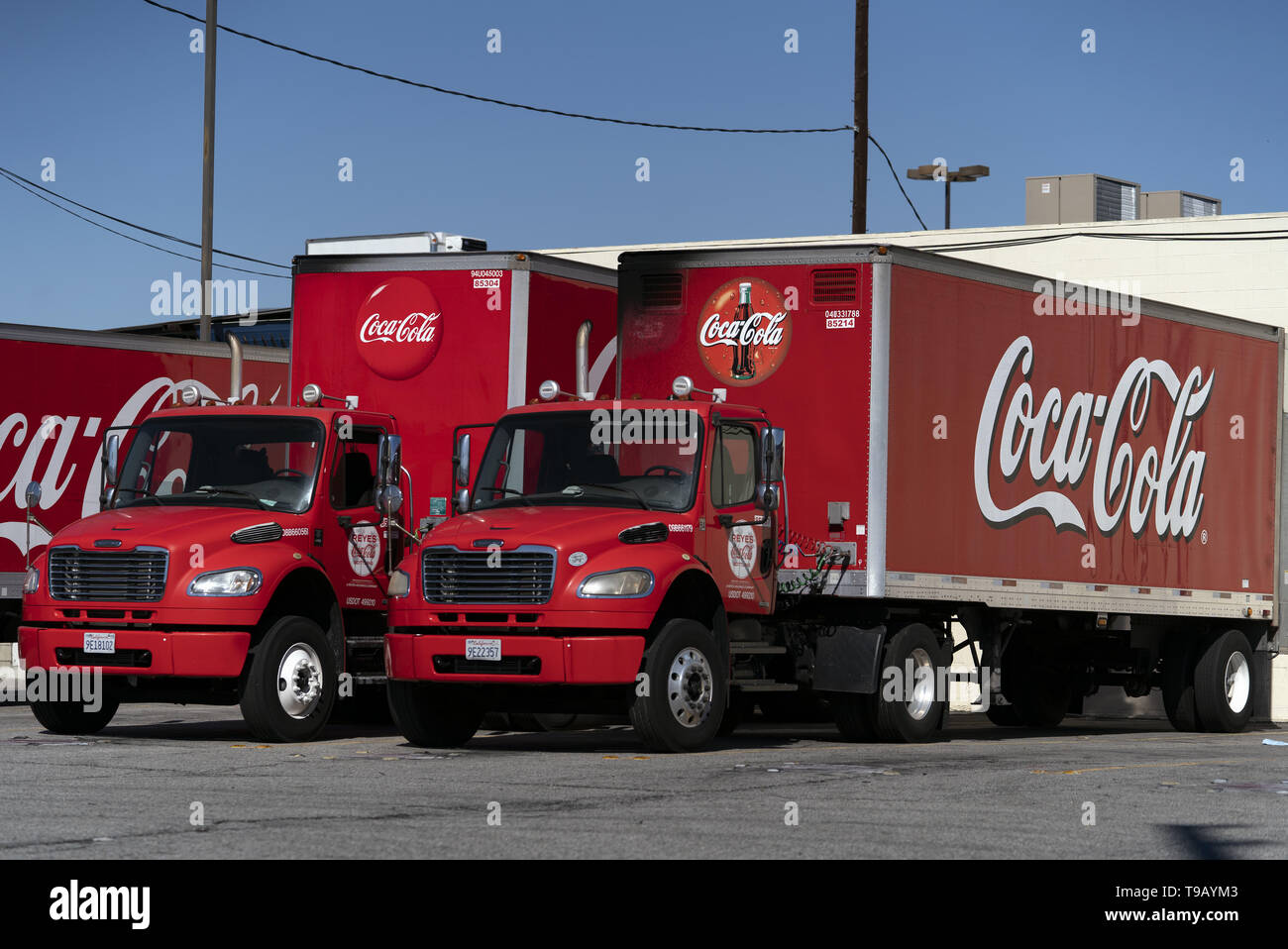 Los Angeles, CA, USA. Feb 11, 2019. Les camions de livraison Coca-Cola vu à Los Angeles, Californie. Ronen Crédit : Tivony SOPA/Images/ZUMA/Alamy Fil Live News Banque D'Images