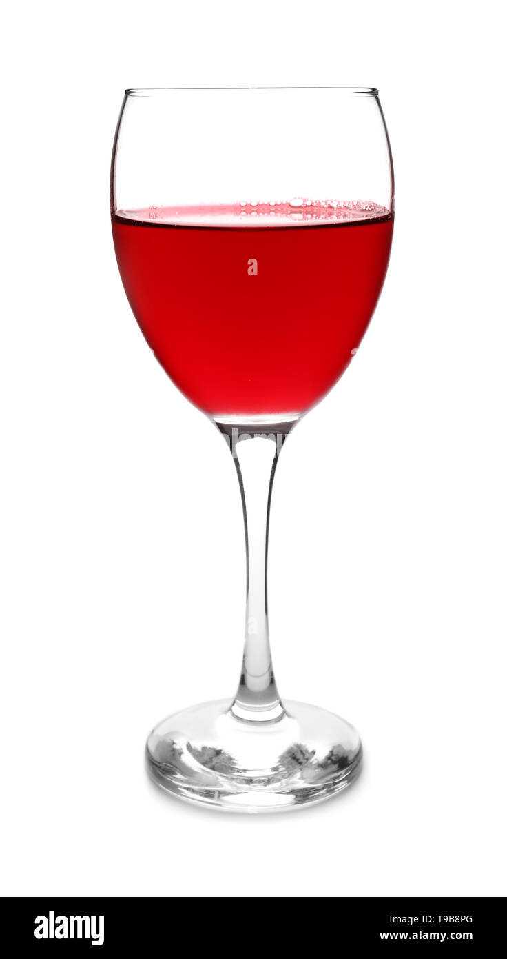Verre de vin rouge sur fond blanc Banque D'Images