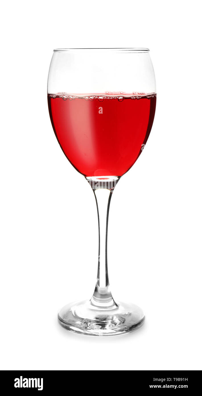 Verre de vin rouge sur fond blanc Banque D'Images