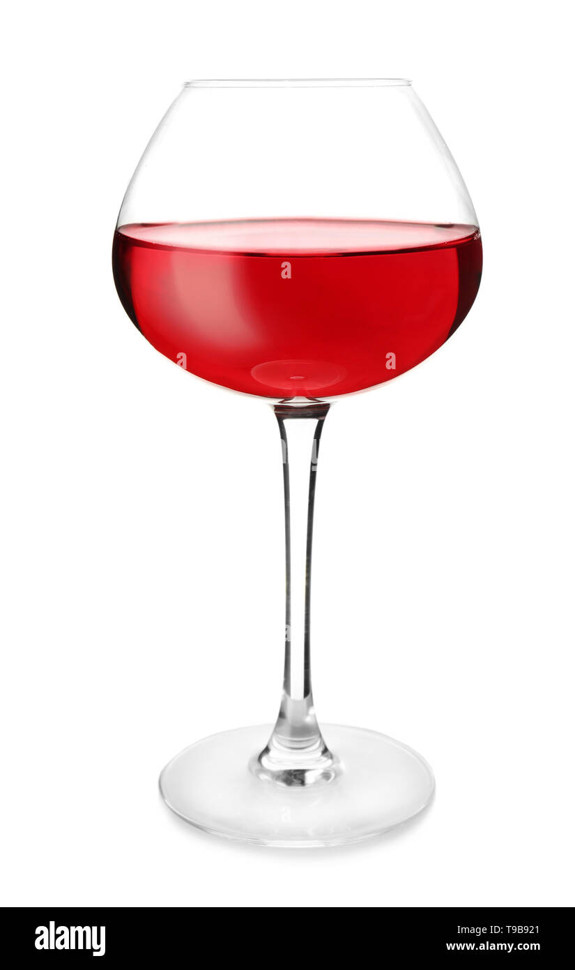 Verre de vin rouge sur fond blanc Banque D'Images