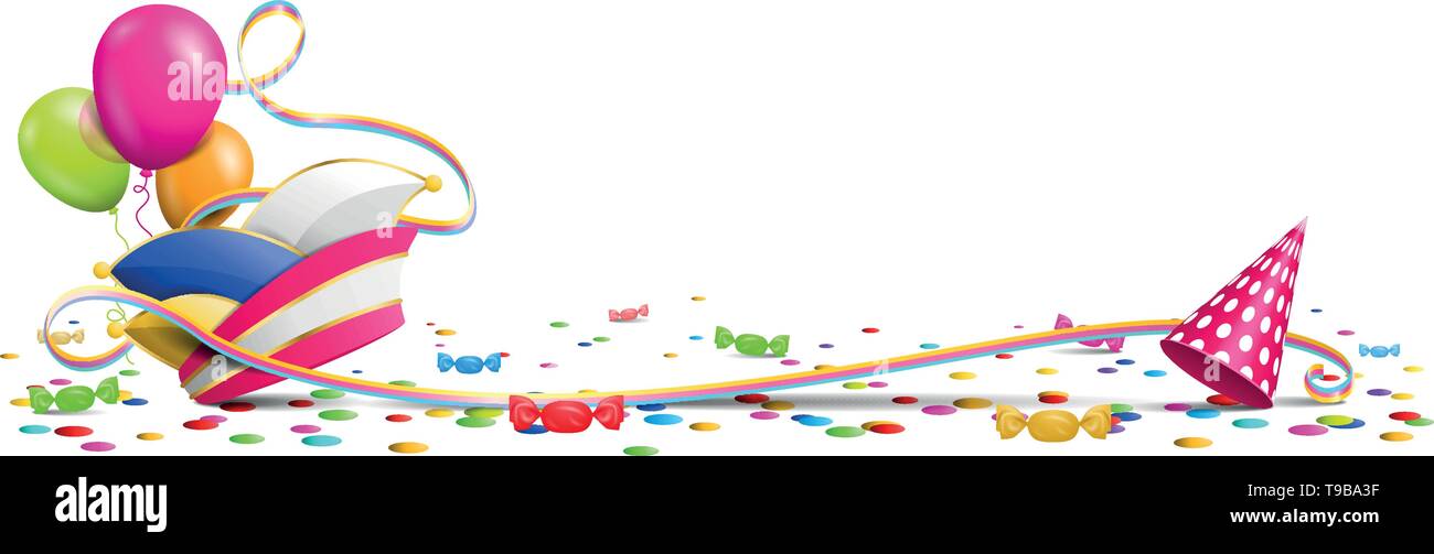 Vecteur de carnaval avec fool's hat, confetti et serpentins Illustration de Vecteur
