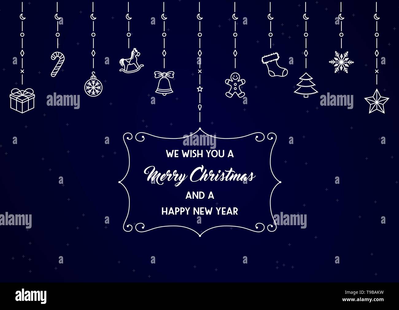 Icônes de Noël suspendus vecteur conception fine ligne carte de Noël Illustration de Vecteur