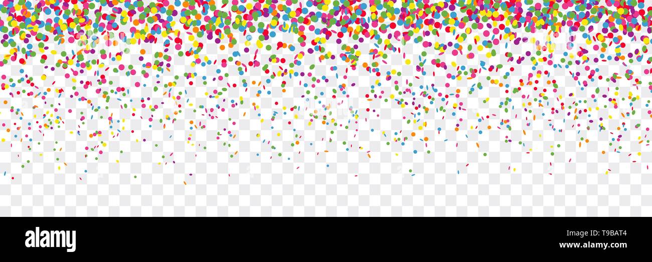 Confettis tombant colorés sur fond transparent Illustration de Vecteur
