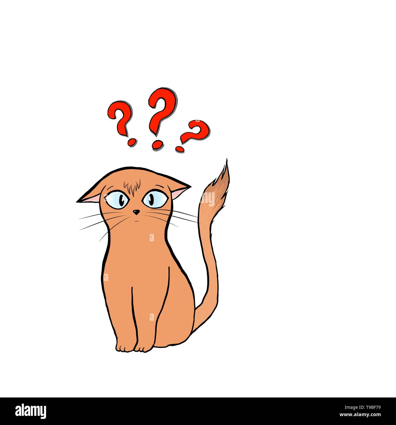 Illustration d'un chat drôle. Peut être utilisé comme un autocollant ou icônes emoji. L'illustration est facile à animer ou changer parce que c'est un graphique vectoriel Illustration de Vecteur