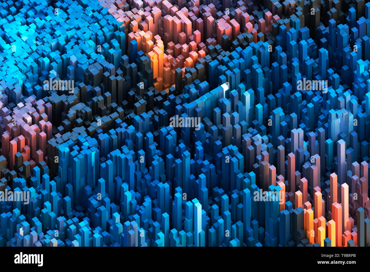 Cuboïdes colourful abstract paysage de papier peint ou d'arrière-plan. Rendu 3d illustration. Banque D'Images