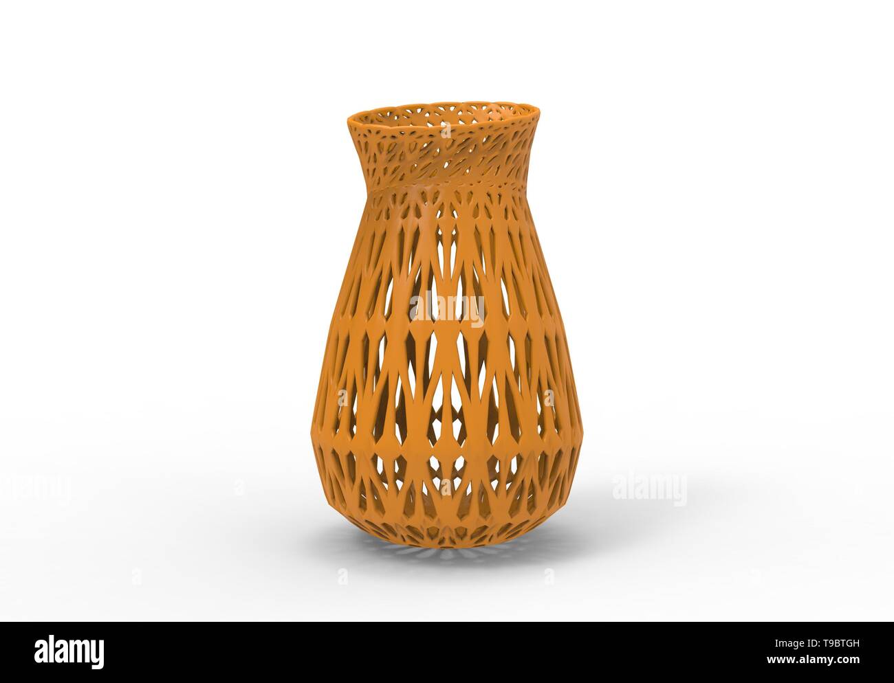 Illustration 3D d'un rendu 3d 3D printed vase orange jaune Banque D'Images