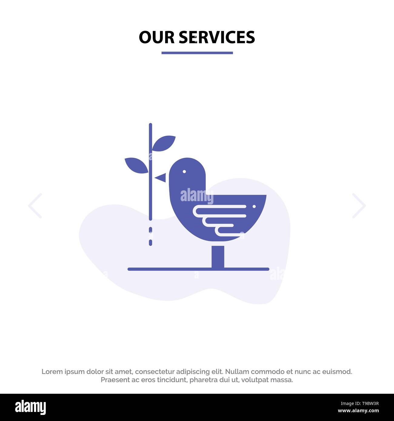 Nos Services Accord, Dove, l'amitié, l'harmonie, le Pacifisme Icône glyphe solide modèle de carte Web Illustration de Vecteur