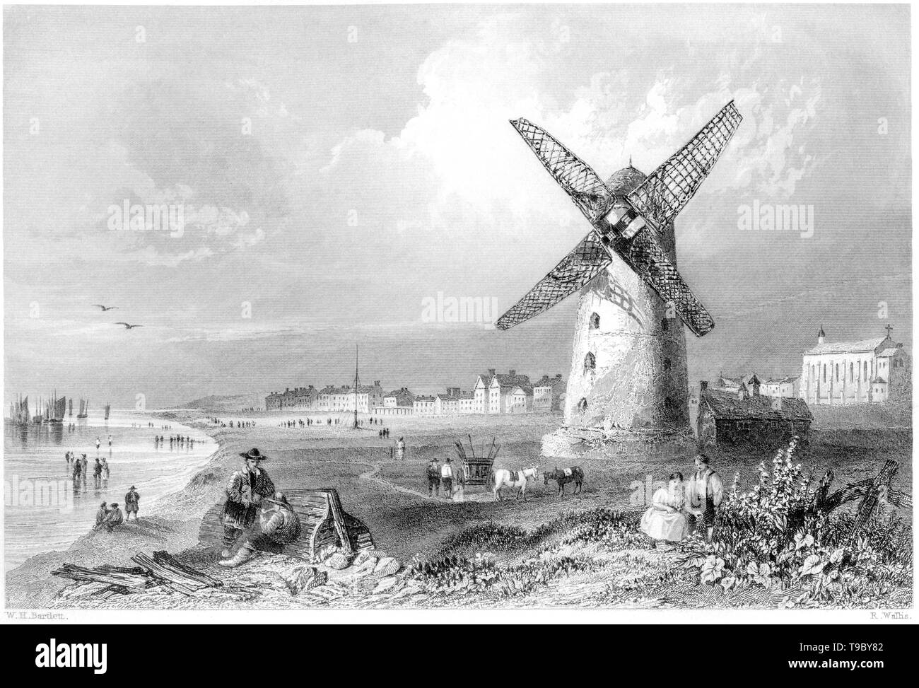 Une gravure de Lytham St Annes (Lancashire), numérisées à haute résolution à partir d'un livre publié en 1842. Croyait libres de droit. Banque D'Images