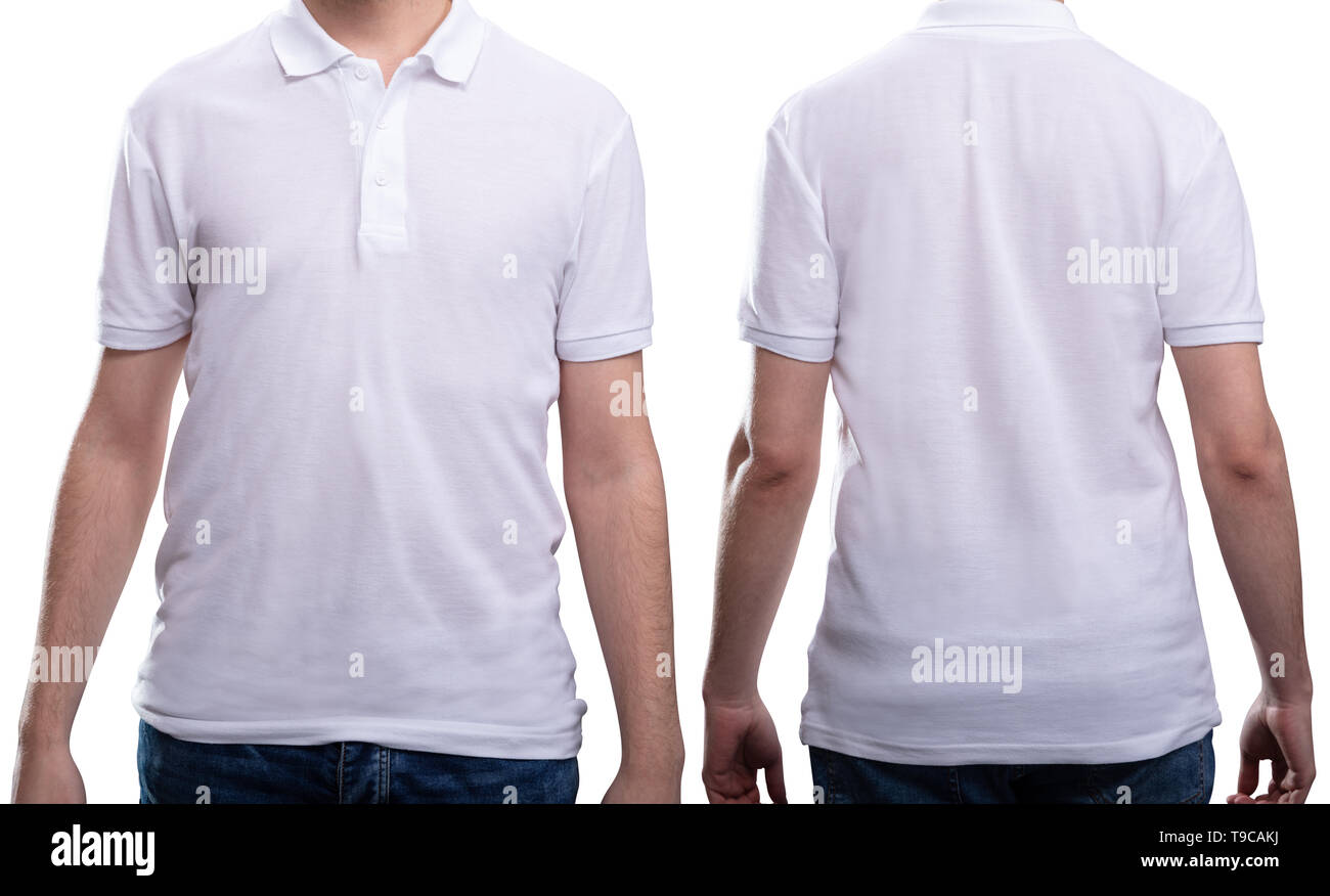 Vue avant et arrière d'un homme en blanc T-shirt Banque D'Images