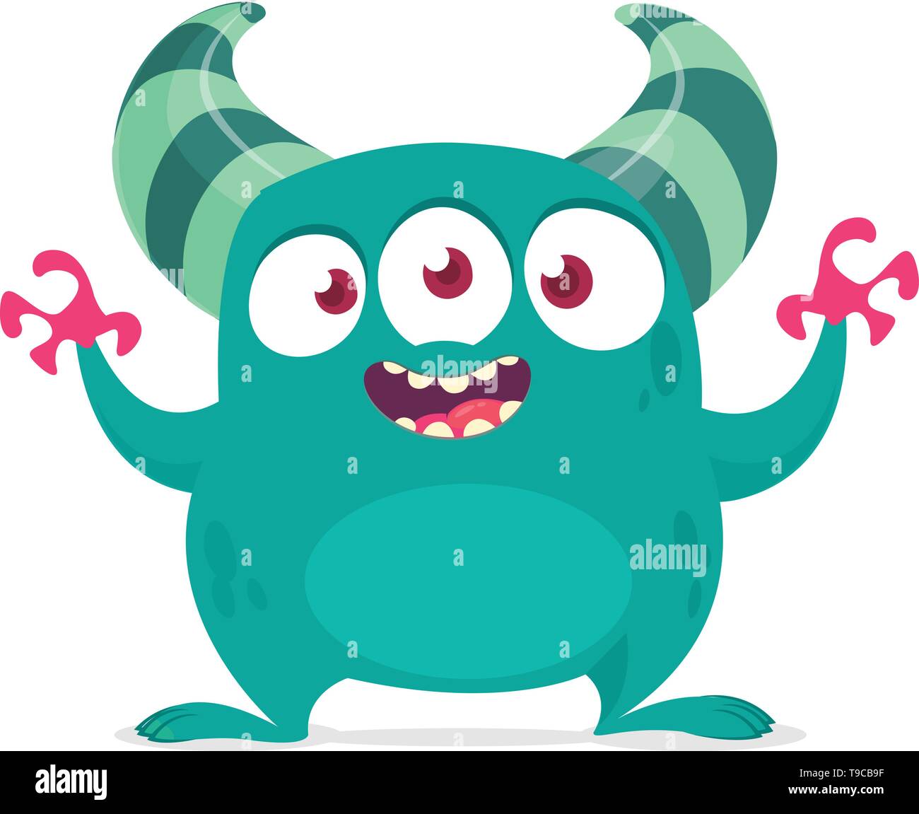 Funny cartoon alien aux trois yeux. Vector illustration. Clipart Illustration de Vecteur