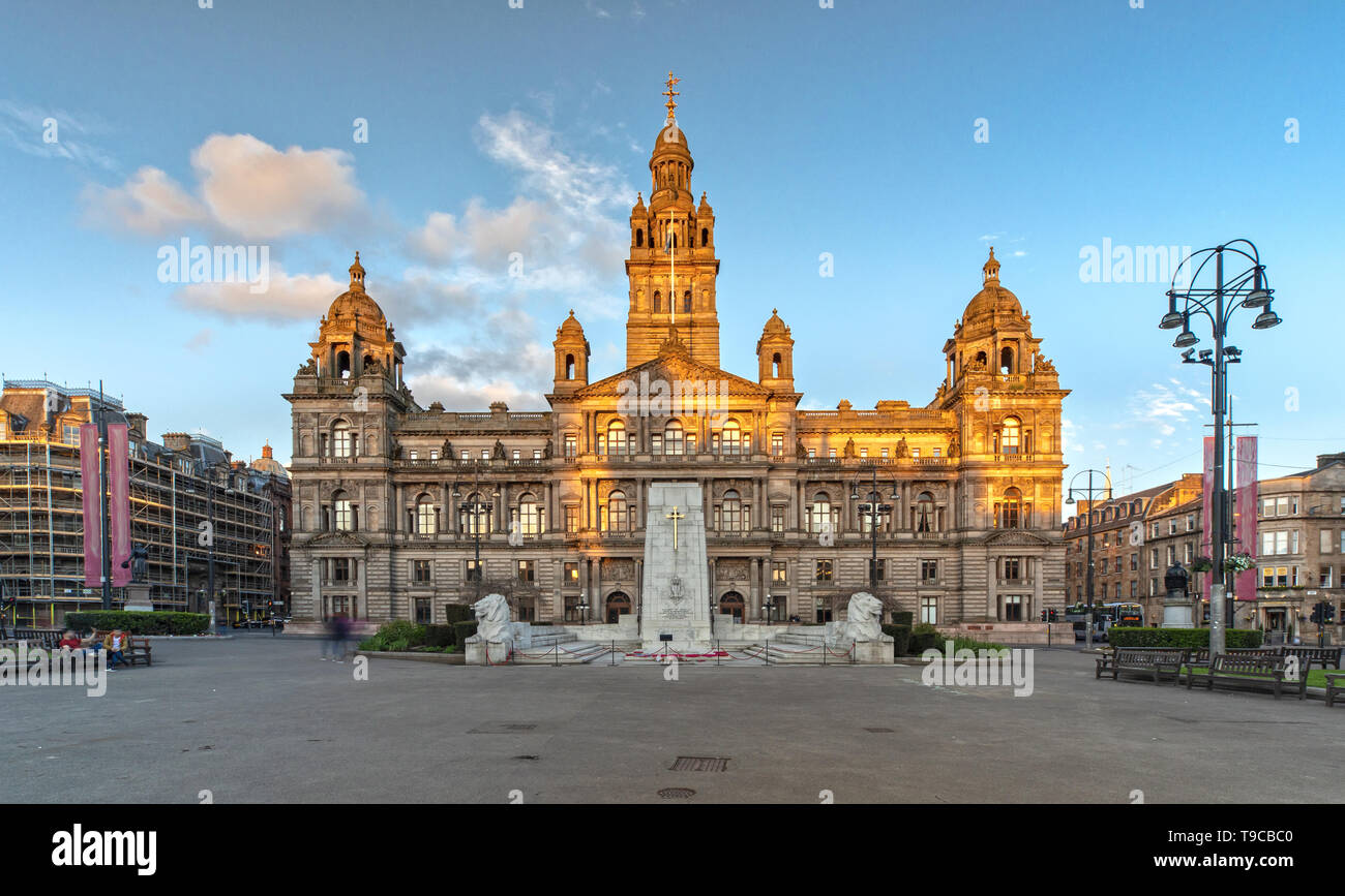 Glasgow City Chambers et George Square à Glasgow, Ecosse Banque D'Images