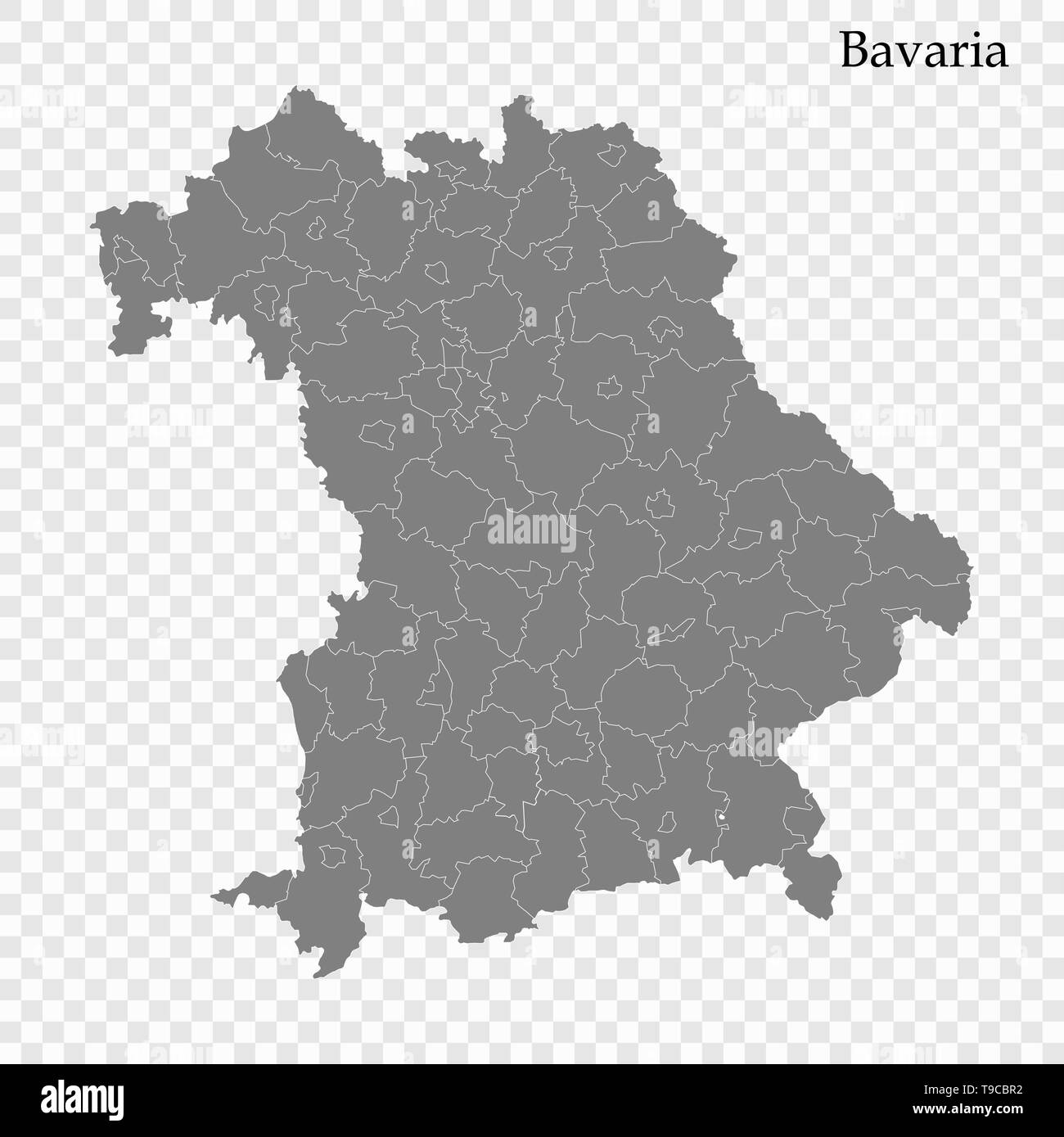 Carte de haute qualité de la Bavière est un état de l'Allemagne, et les frontières des districts Illustration de Vecteur