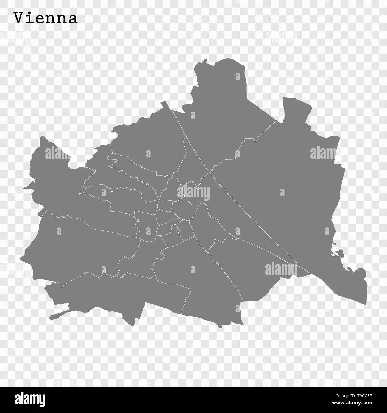 Plan de Vienne de haute qualité est un état d'Autriche, et les frontières des comtés Illustration de Vecteur