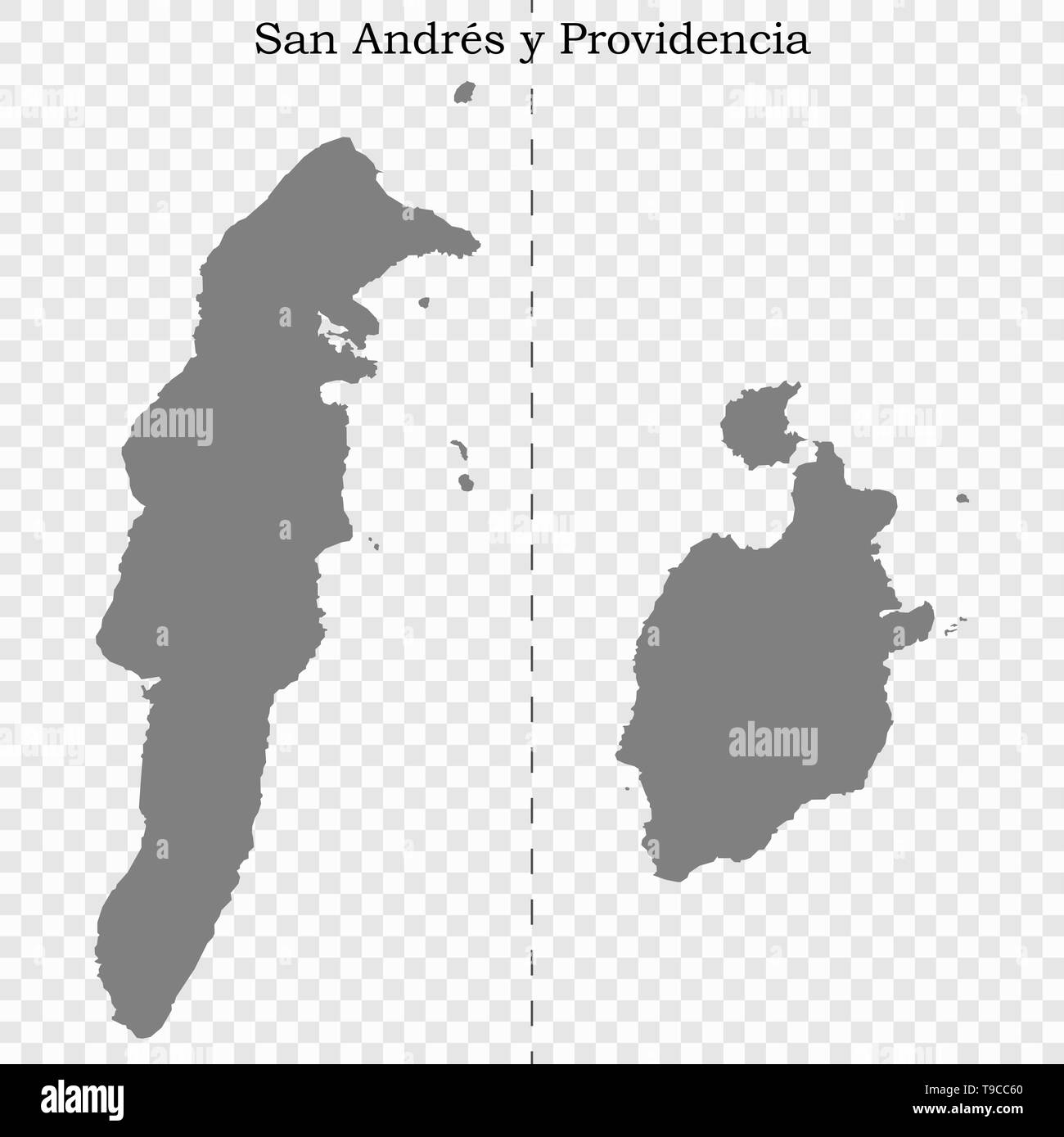 Carte de haute qualité de San Andres y Providencia est un état de la Colombie, et les frontières des districts Illustration de Vecteur