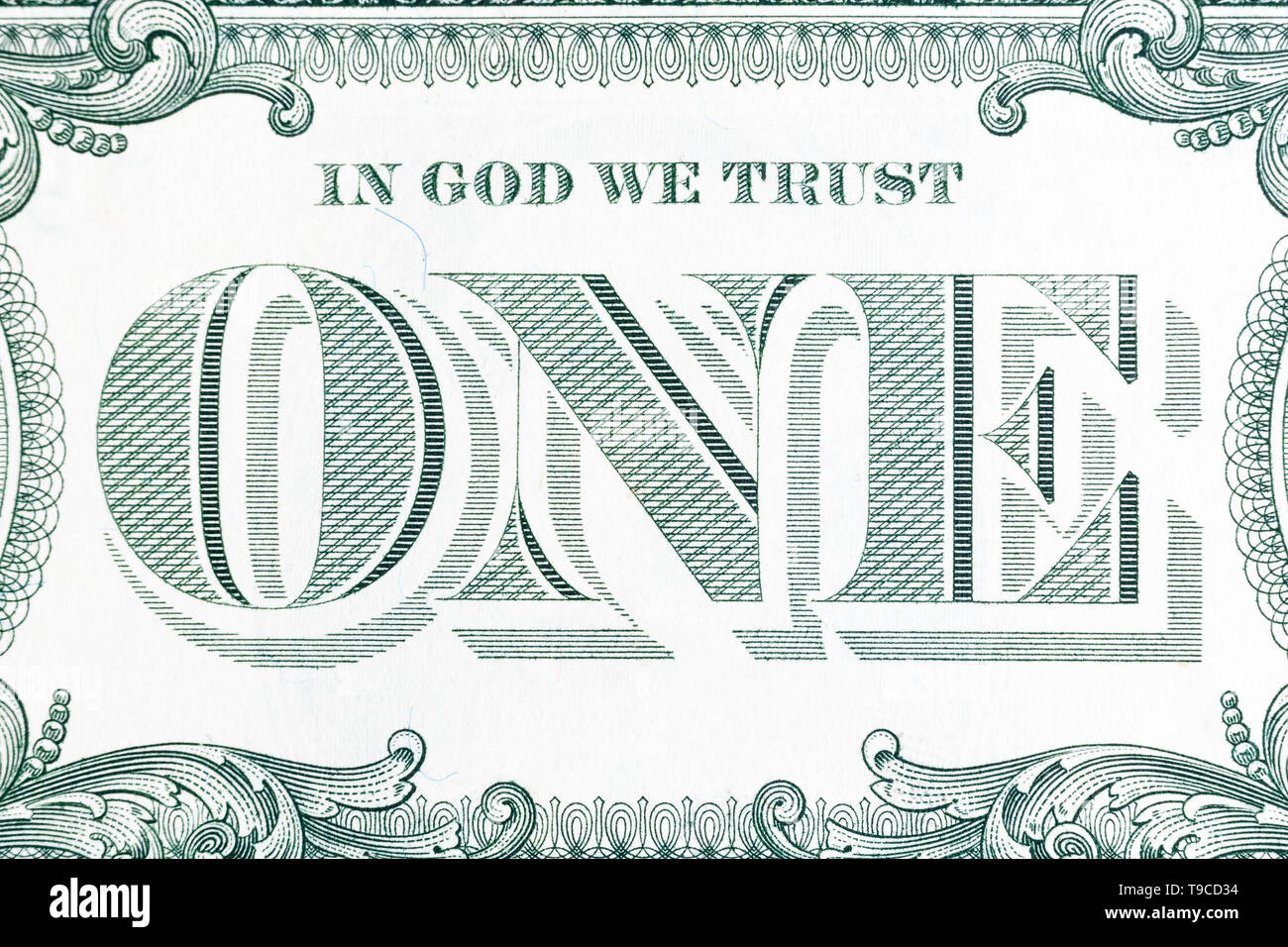 In God we trust - un dollar billet de close-up. Banque D'Images