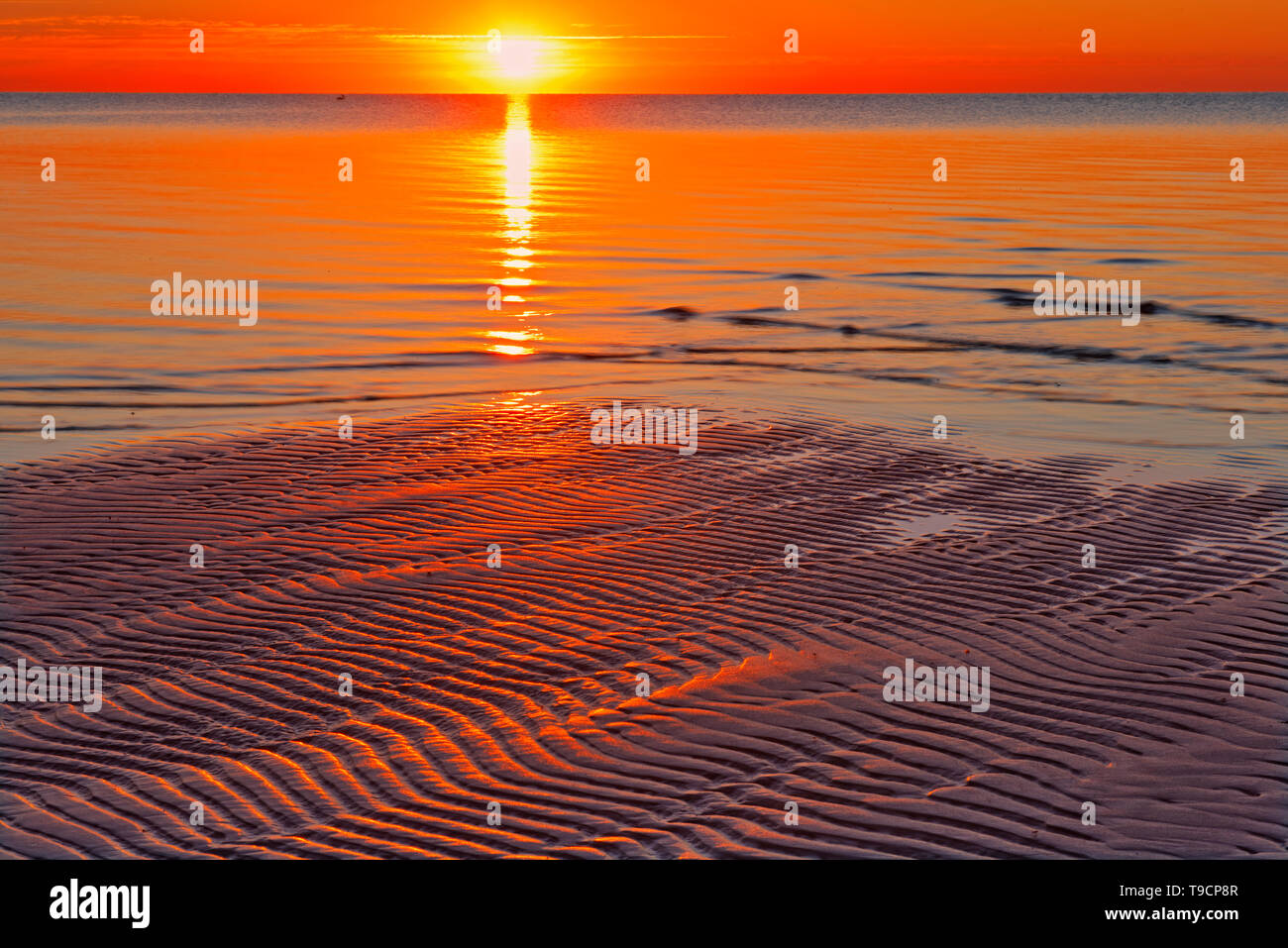 Lever du soleil sur le lac Winnipeg Manitoba Canada Matlock Banque D'Images