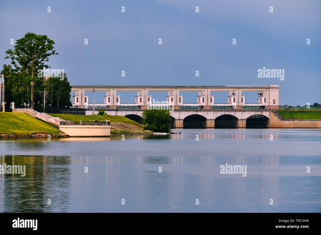 La Station hydroélectrique Uglich - une station hydroélectrique sur la Volga à Uglich, oblast de Iaroslavl, en Russie. Banque D'Images